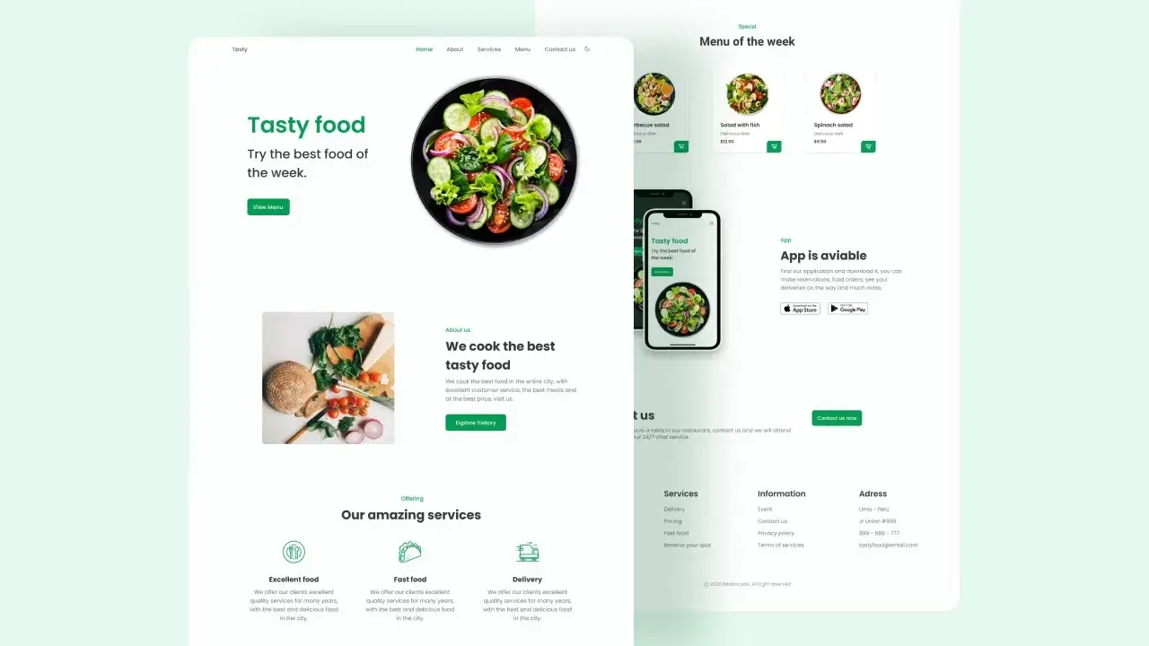 Hossain Foysal Projects; Landing Page TastyFood